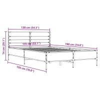 vidaXL Bettgestell Schwarz 135x190 cm Holzwerkstoff und Metall