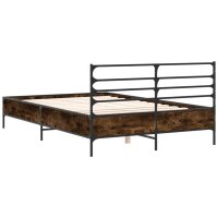 vidaXL Bettgestell R&auml;uchereiche 140x190 cm Holzwerkstoff und Metall