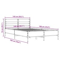 vidaXL Bettgestell R&auml;uchereiche 140x190 cm Holzwerkstoff und Metall