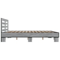 vidaXL Bettgestell Grau Sonoma 200x200 cm Holzwerkstoff und Metall