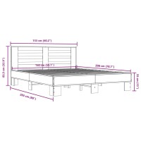 vidaXL Bettgestell Grau Sonoma 150x200 cm Holzwerkstoff und Metall