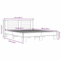 vidaXL Bettgestell Sonoma-Eiche 150x200 cm Holzwerkstoff und Metall