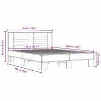 vidaXL Bettgestell Braun Eichen-Optik 140x190 cm Holzwerkstoff Metall