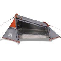 vidaXL Tunnelzelt 2 Personen Grau und Orange Wasserdicht