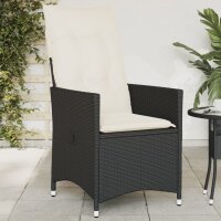 vidaXL Gartensessel Verstellbar mit Kissen Schwarz Poly Rattan