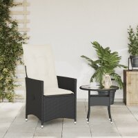 vidaXL Gartensessel Verstellbar mit Kissen Schwarz Poly Rattan