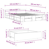 vidaXL Bettgestell mit Schubladen Wei&szlig; 150x200 cm Holzwerkstoff