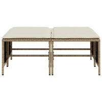 vidaXL Gartenhocker mit Kissen 4 Stk. Beige Poly Rattan