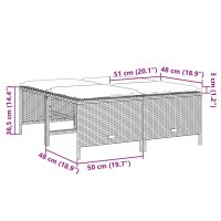 vidaXL Gartenhocker mit Kissen 4 Stk. Grau Poly Rattan