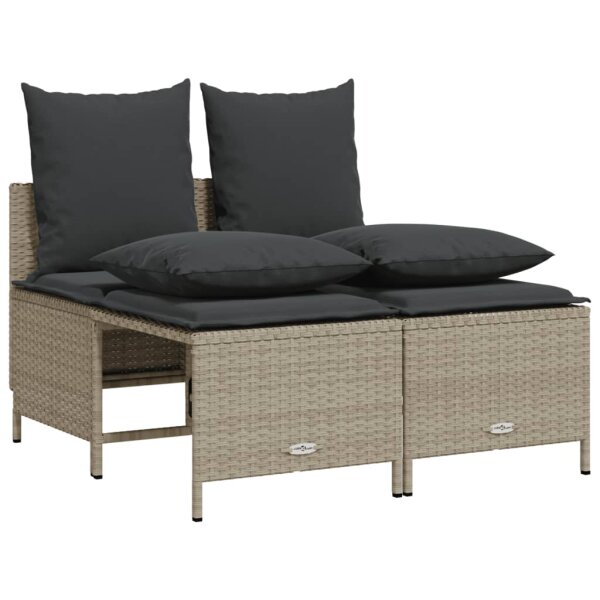 vidaXL 4-tlg. Garten-Sofagarnitur mit Kissen Hellgrau Poly Rattan