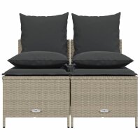 vidaXL 4-tlg. Garten-Sofagarnitur mit Kissen Hellgrau Poly Rattan