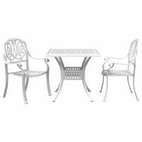 vidaXL 3-tlg. Bistro-Set Wei&szlig; Aluminiumguss