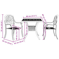 vidaXL 3-tlg. Bistro-Set Wei&szlig; Aluminiumguss