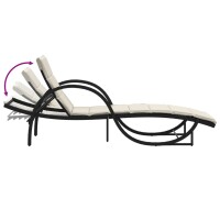 vidaXL Sonnenliegen 2 Stk. mit Tisch Schwarz Poly Rattan