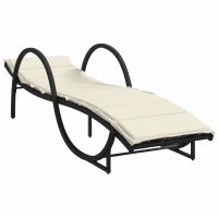 vidaXL Sonnenliegen 2 Stk. mit Tisch Schwarz Poly Rattan