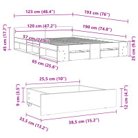 vidaXL Bettgestell mit Schubladen Wei&szlig; 120x190 cm Holzwerkstoff