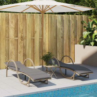 vidaXL Sonnenliege mit Auflage Beige 60x199x42 cm Poly Rattan