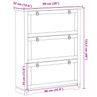 vidaXL Schuhschrank Corona 99x32x124,5 cm Massivholz Kiefer