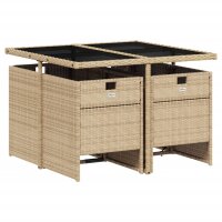 vidaXL 5-tlg. Garten-Essgruppe mit Kissen Beige Poly Rattan