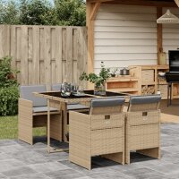 vidaXL 5-tlg. Garten-Essgruppe mit Kissen Beigemischung Poly Rattan