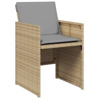 vidaXL 5-tlg. Garten-Essgruppe mit Kissen Beigemischung Poly Rattan