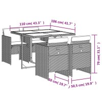 vidaXL 5-tlg. Garten-Essgruppe mit Kissen Beigemischung Poly Rattan