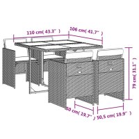 vidaXL 5-tlg. Garten-Essgruppe mit Kissen Beige Poly Rattan