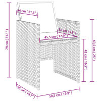 vidaXL 7-tlg. Garten-Essgruppe mit Kissen Hellgrau Poly Rattan