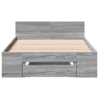 vidaXL Bettgestell mit Schublade Grau Sonoma 90x190 cm Holzwerkstoff