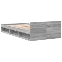 vidaXL Bettgestell mit Schublade Grau Sonoma 90x190 cm Holzwerkstoff