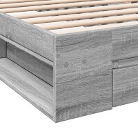 vidaXL Bettgestell mit Schublade Grau Sonoma 90x190 cm Holzwerkstoff