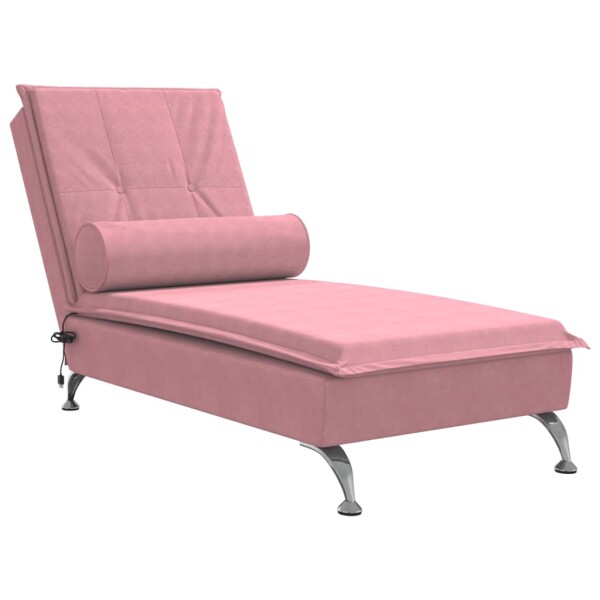 vidaXL Massage-Chaiselongue mit Nackenrolle Rosa Samt