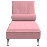 vidaXL Massage-Chaiselongue mit Nackenrolle Rosa Samt