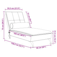 vidaXL Massage-Chaiselongue mit Nackenrolle Dunkelgrau Samt