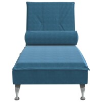 vidaXL Massage-Chaiselongue mit Nackenrolle Blau Samt