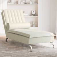 vidaXL Massage-Chaiselongue mit Nackenrolle Creme Samt