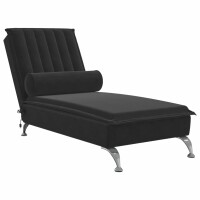 vidaXL Massage-Chaiselongue mit Nackenrolle Schwarz Samt