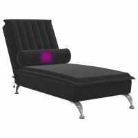 vidaXL Massage-Chaiselongue mit Nackenrolle Schwarz Samt