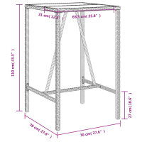 vidaXL Garten-Bartisch Braun 70x70x110 cm Poly Rattan