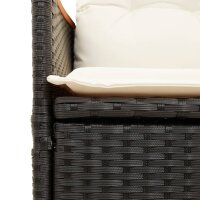 vidaXL Gartensofa 2-Sitzer Verstellbar mit Tisch Schwarz Poly Rattan