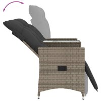 vidaXL Gartensofa 2-Sitzer Verstellbar mit Tisch Grau Poly Rattan