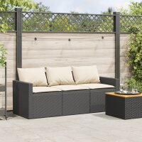 vidaXL Gartensofa mit Kissen 3-Sitzer Schwarz Poly Rattan