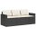 vidaXL Gartensofa mit Kissen 3-Sitzer Schwarz Poly Rattan