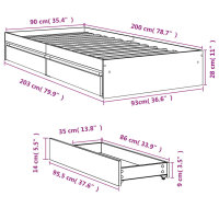 vidaXL Bettgestell mit Schubladen Braun Eichen-Optik 90x200 cm