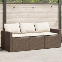 vidaXL Gartensofa mit Kissen 3-Sitzer Braun Poly Rattan