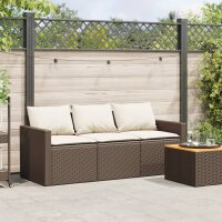 vidaXL Gartensofa mit Kissen 3-Sitzer Braun Poly Rattan