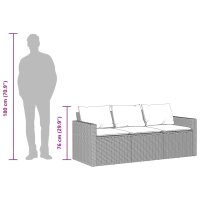 vidaXL Gartensofa mit Kissen 3-Sitzer Braun Poly Rattan