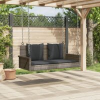 vidaXL H&auml;ngebank mit Kissen Grau 119x56x48 cm Poly Rattan