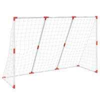 vidaXL Fu&szlig;balltor f&uuml;r Kinder mit B&auml;llen 2-in-1 Wei&szlig; 184x64x124 cm