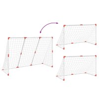 vidaXL Fu&szlig;balltor f&uuml;r Kinder mit B&auml;llen 2-in-1 Wei&szlig; 184x64x124 cm